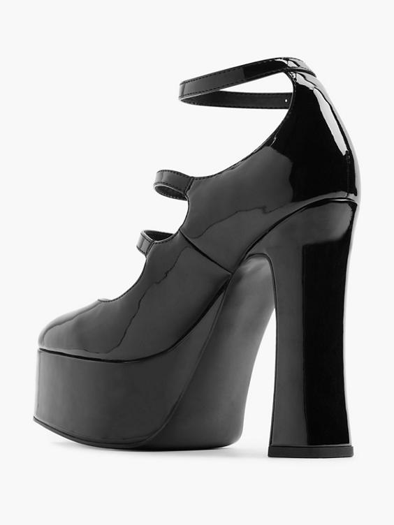 Black Mary Jane Platform Heel with Ankle Straps