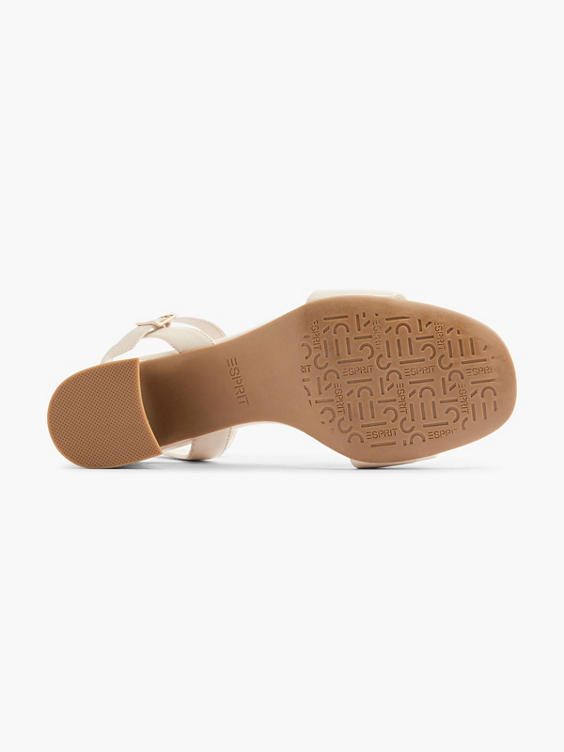 Light Beige Block Heel Sandal with Metallic Details