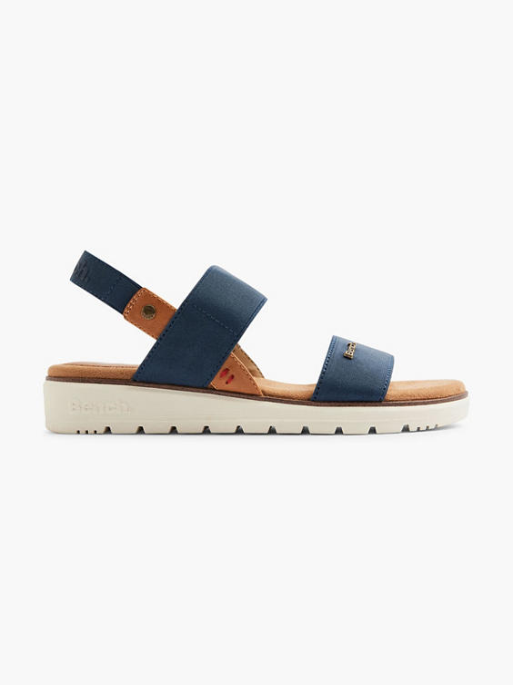 Navy Elasticated Strap Sandal with Contrasting Sole 