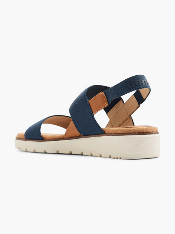 Navy Elasticated Strap Sandal with Contrasting Sole 