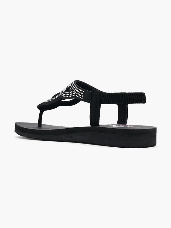 Sketchers black flip flops online