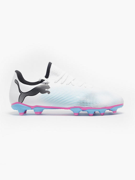 Future 7 Play FG/AG White/Pink/Blue Teens Football Boots