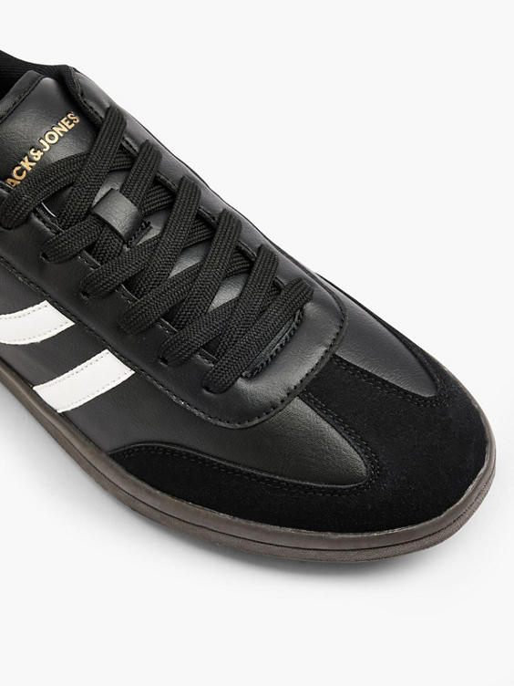 Black/White Court Lace Up Casual Trainers