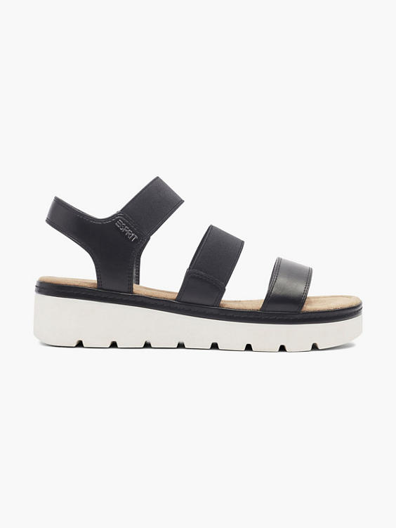 Black and White Contrasting Platform Sandal with Elasticated Straps 