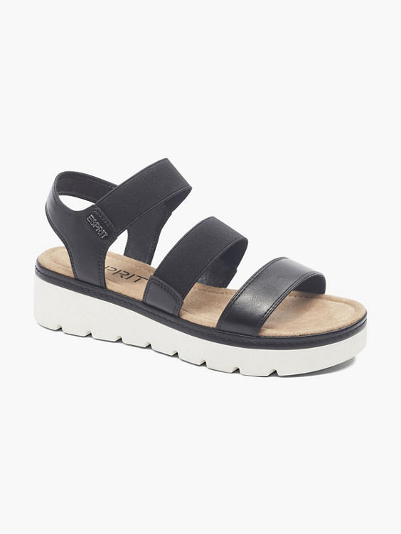 Black and White Contrasting Platform Sandal with Elasticated Straps 