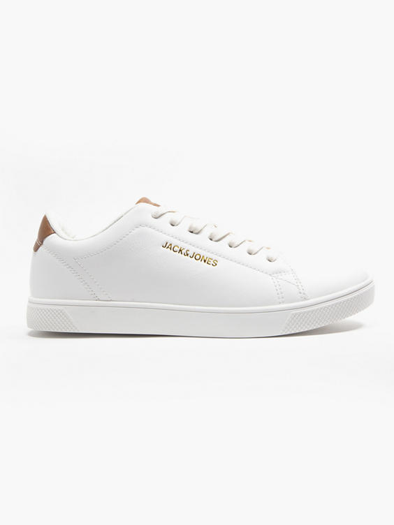 White/Brown Lace Up Casual Trainers