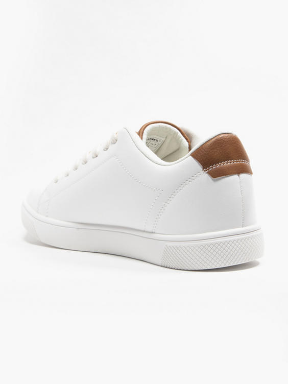 White/Brown Lace Up Casual Trainers
