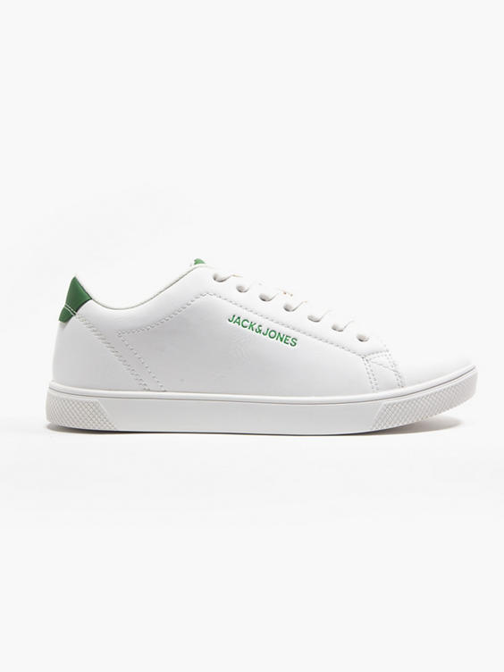 White/Green Lace Up Casual Trainers