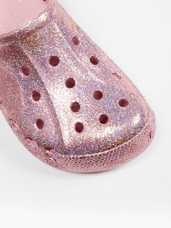 Ladies Pink Glitter Baya Crocs