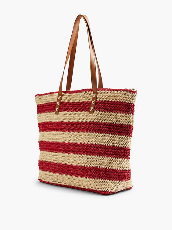 Red and Beige Striped Summer Bag 