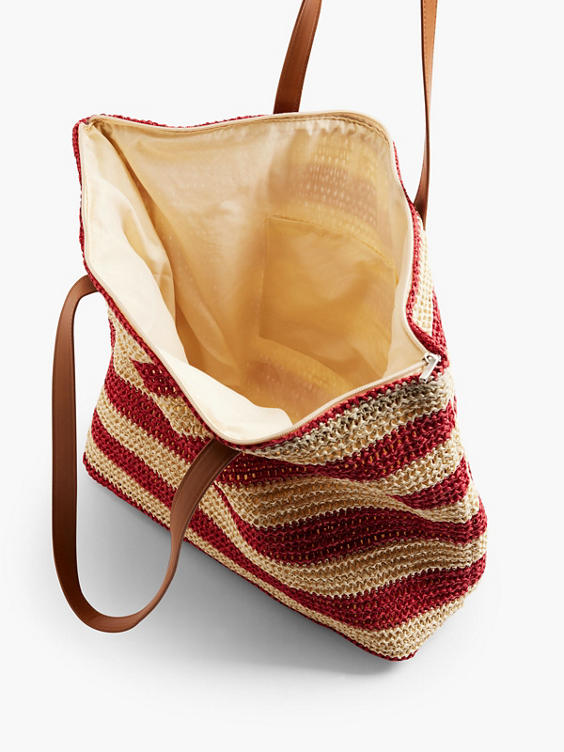 Red and Beige Striped Summer Bag 