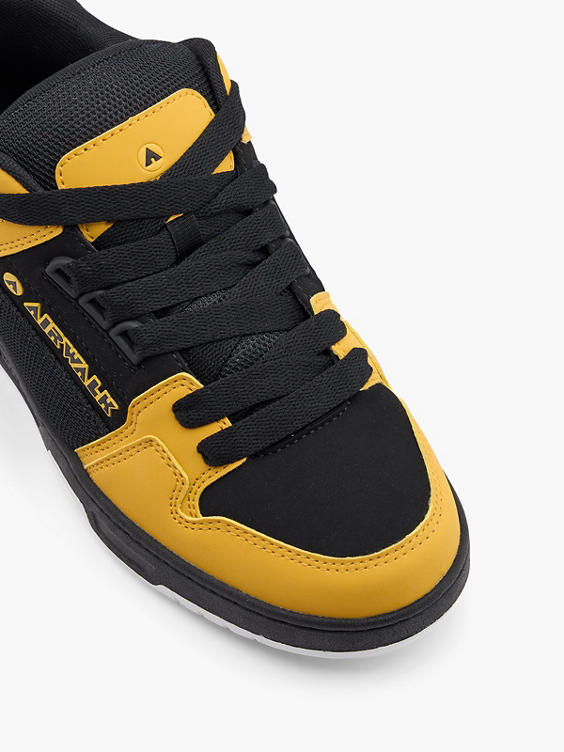 Black/Yellow Skater Lace Up Trainers