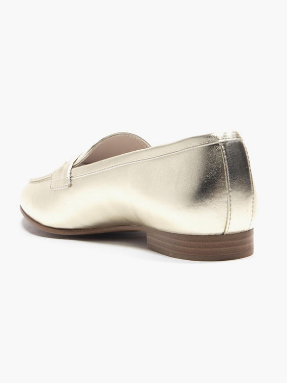 Gold Metallic Flat Panelled Loafer