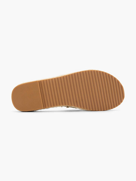 Creme platform slipper