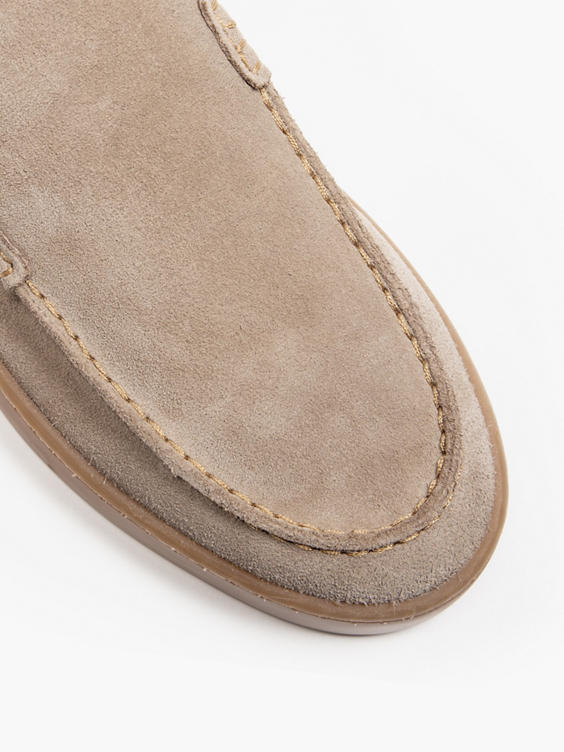Beige Leather Suede Loafer