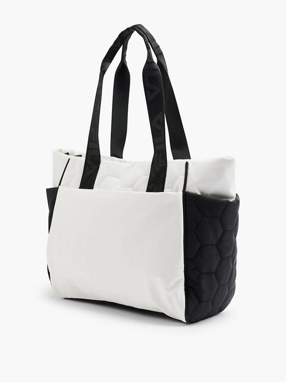 Fila Black and White Quilted Handbag with Contrasting Details  