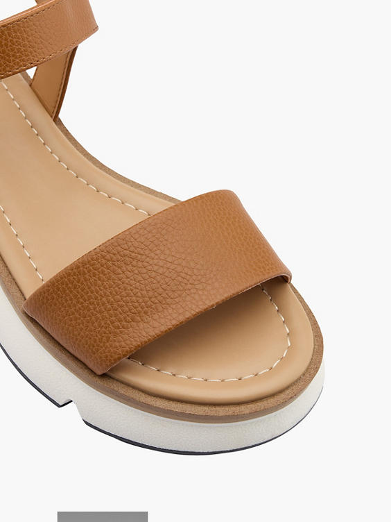 Brown Contrast Sole Flatform Sandal 