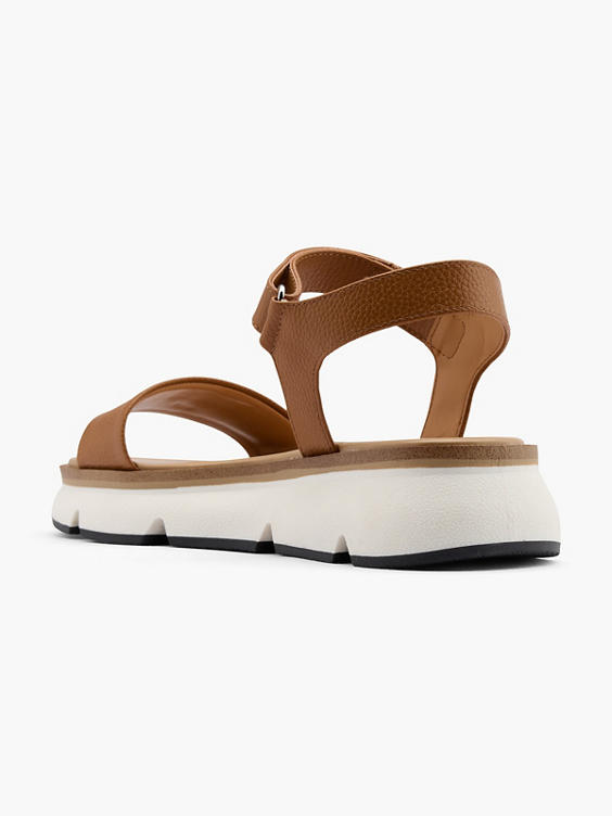 Brown Contrast Sole Flatform Sandal 