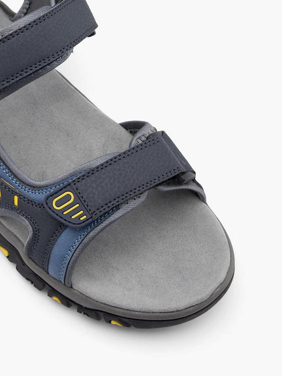 Black/Grey/Yellow Twin Strap Sandals