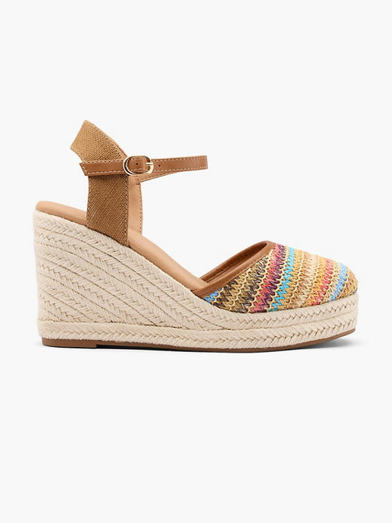 Multi Coloured Woven Wedge Sandal