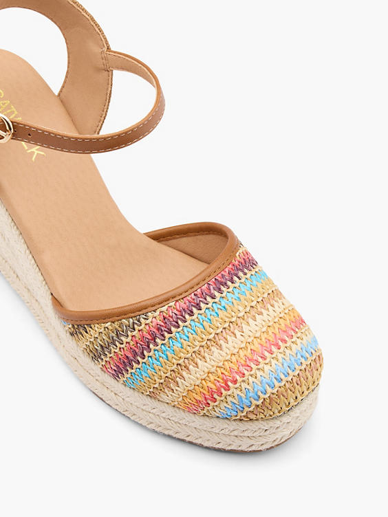 Multi Coloured Woven Wedge Sandal