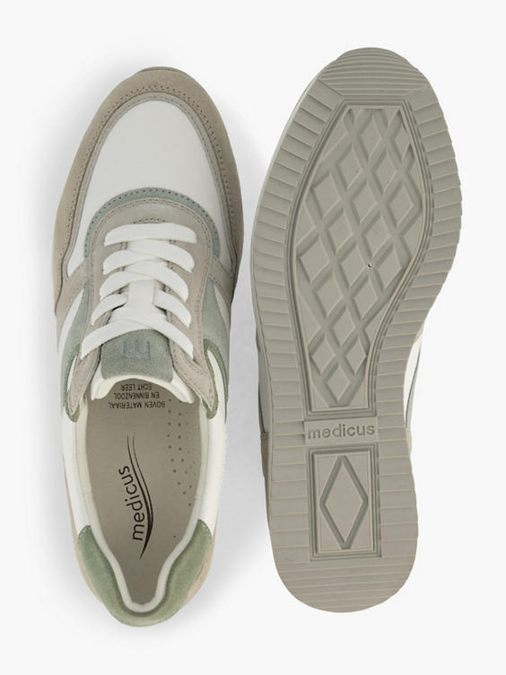 Grijze leren comfort sneaker