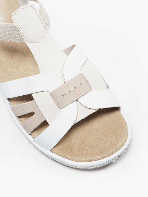 Beige and White Rieker Comfort Sandal (tbp)