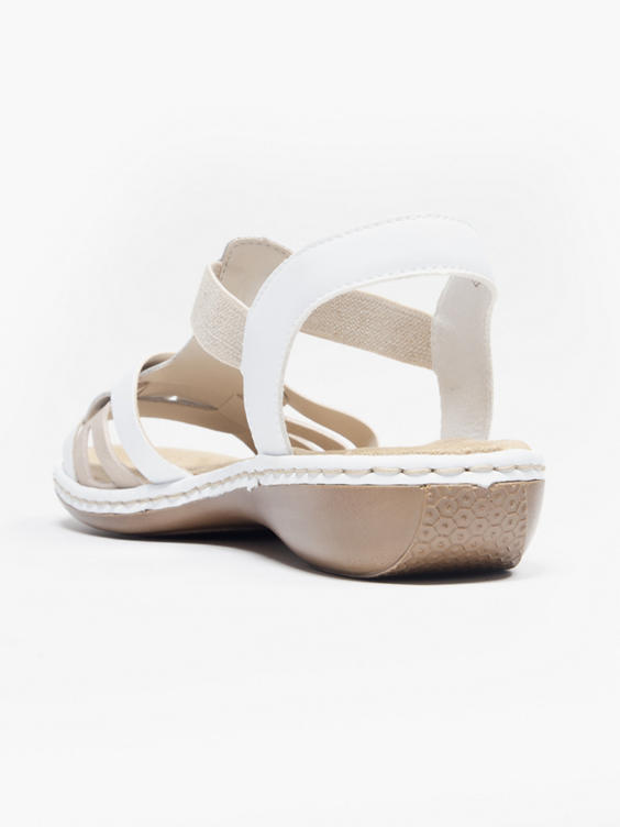 Beige and White Rieker Comfort Sandal (tbp)