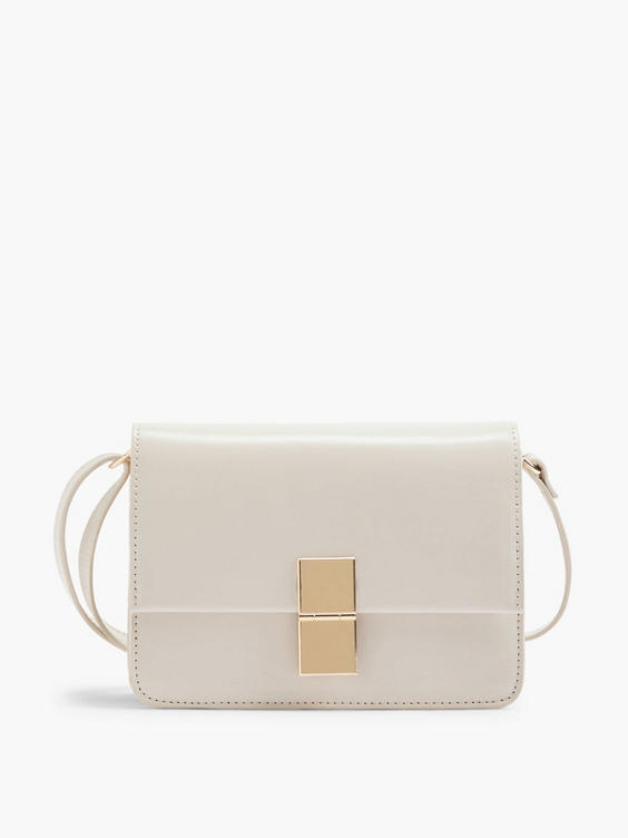 Off White Cross Body Bag with Gold Clasp