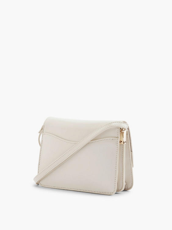 Off White Cross Body Bag with Gold Clasp