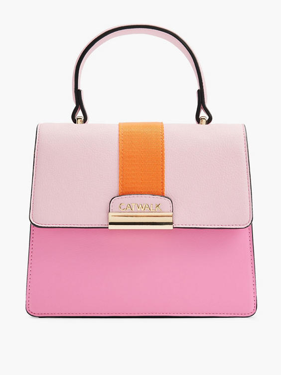 Pink and Orange Handbag with Adjustable Strap