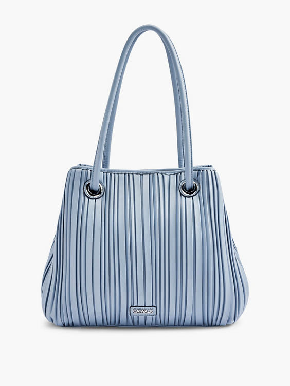 Blue Pleated Effect Handbag 