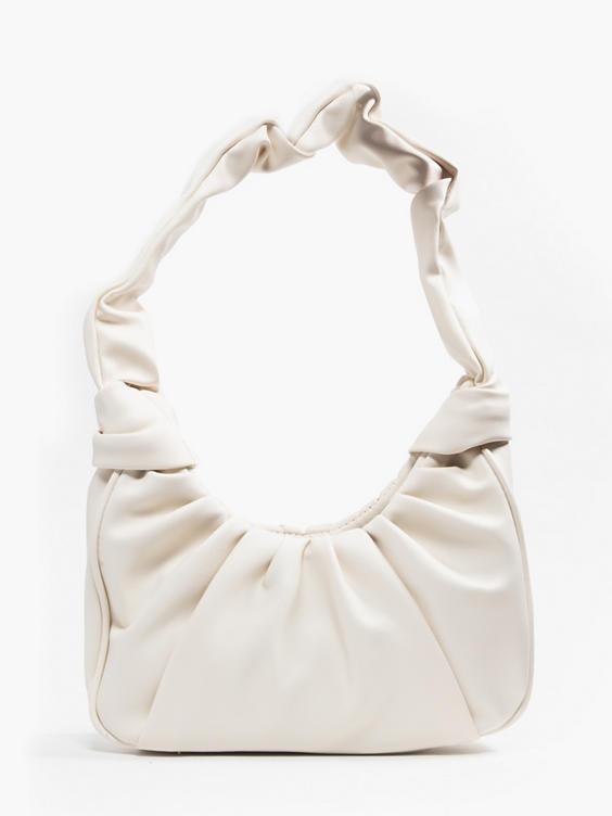 White Ruched Handle Handbag