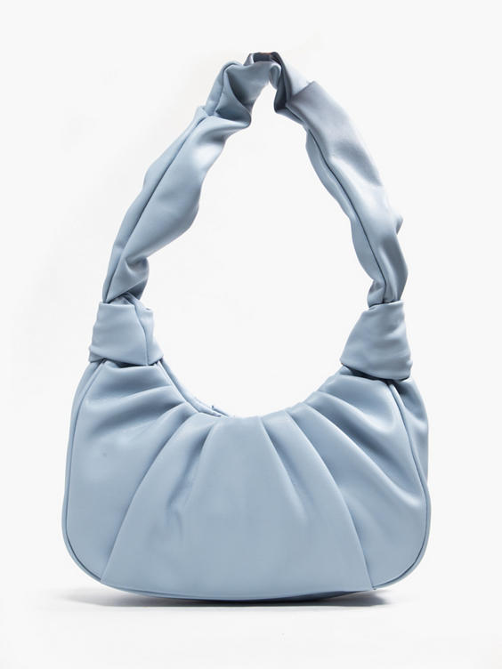 Blue Ruched Handle Handbag