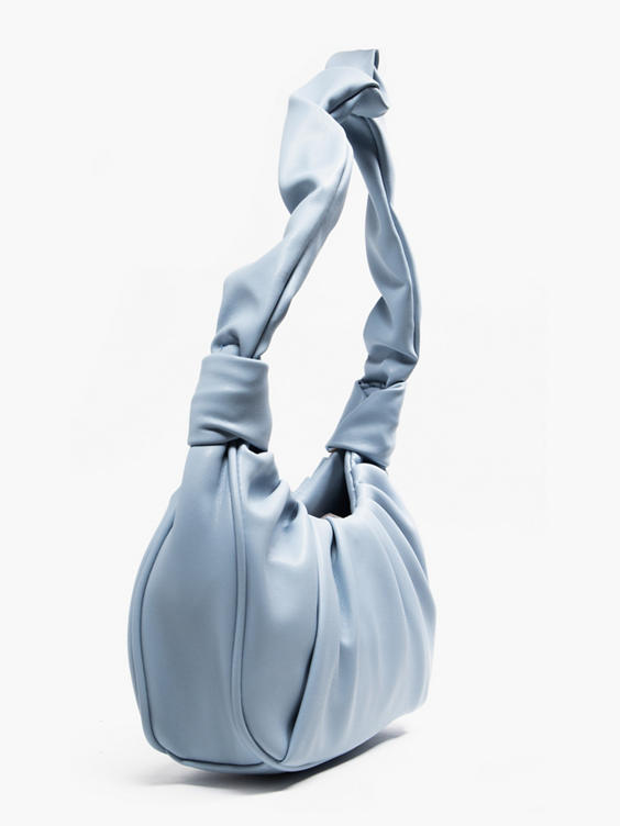 Blue Ruched Handle Handbag