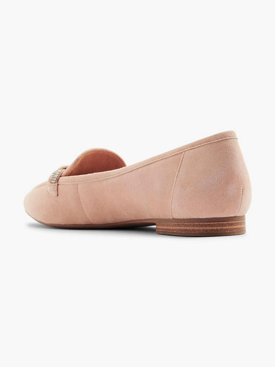 Light Pink Leather Loafer with Diamante Entwined Braid Detail
