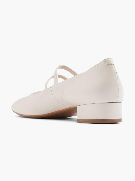 Beige Leather Double Strapped Ballerina 