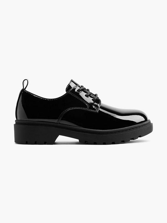 Teen Girl Chunky Patent Lace Up School Shoe