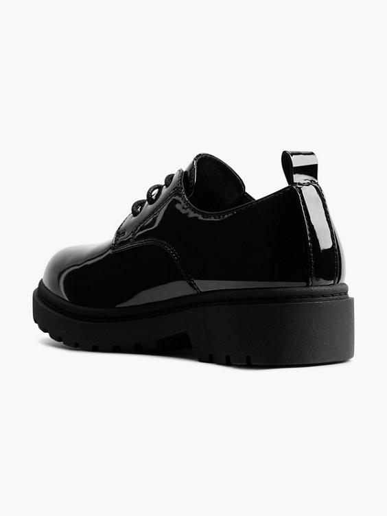 Teen Girl Chunky Patent Lace Up School Shoe