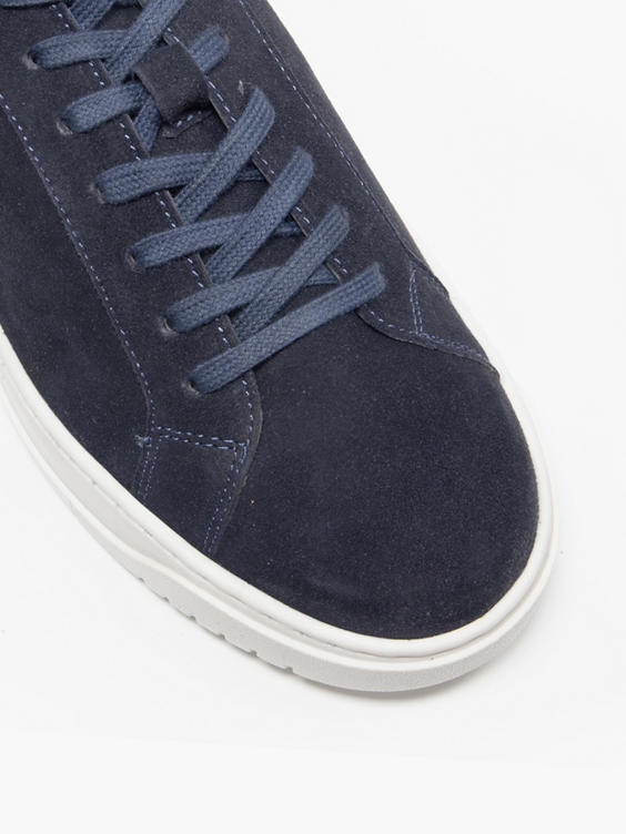 Navy Leather Suede Cupsole Trainers