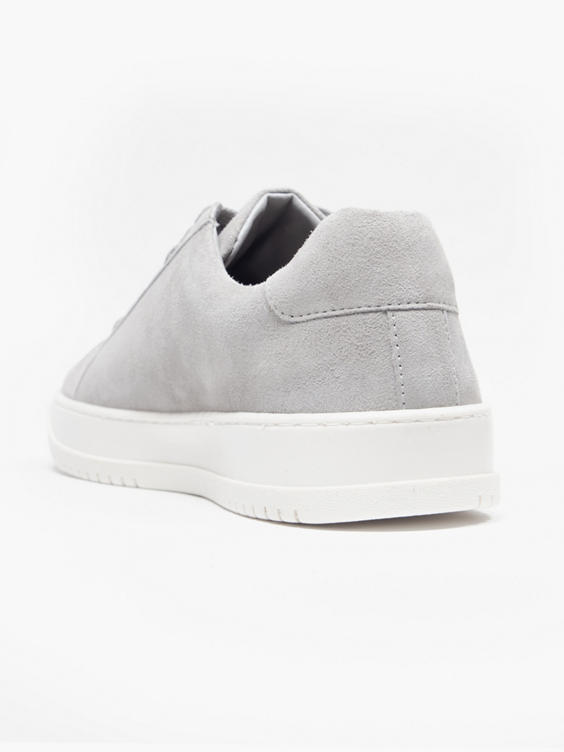 Grey Leather Suede Cupsole Trainers
