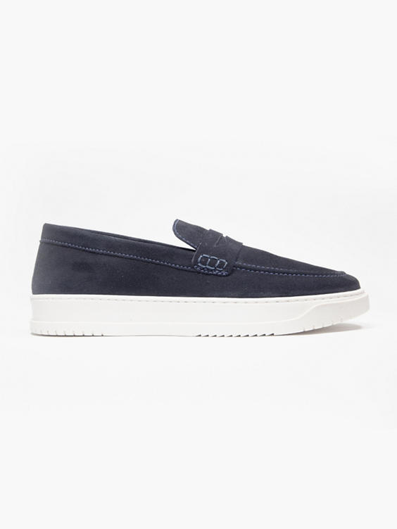 Navy Leather Suede Cupsole Loafer
