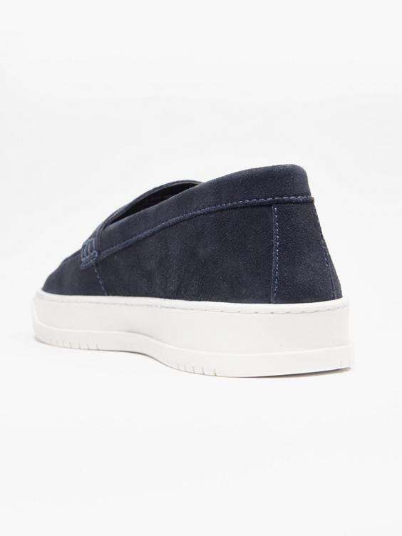Navy Leather Suede Cupsole Loafer