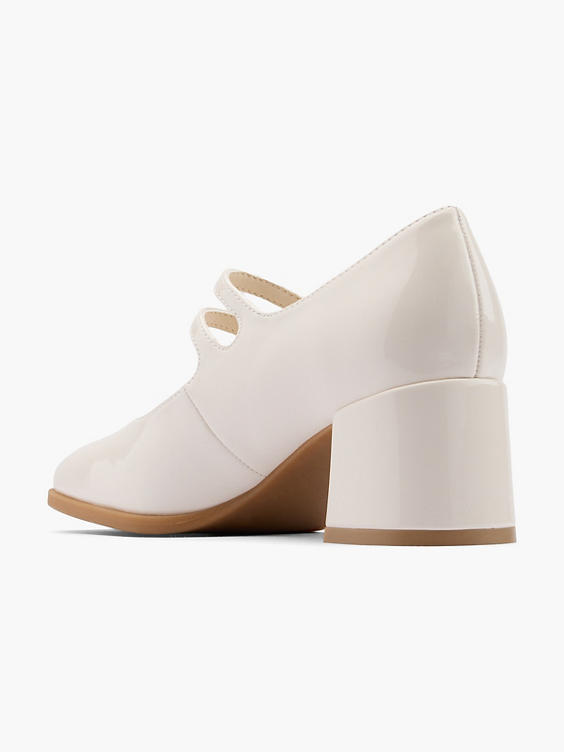 Beige Double Strapped Mary Jane with Contrasting Sole