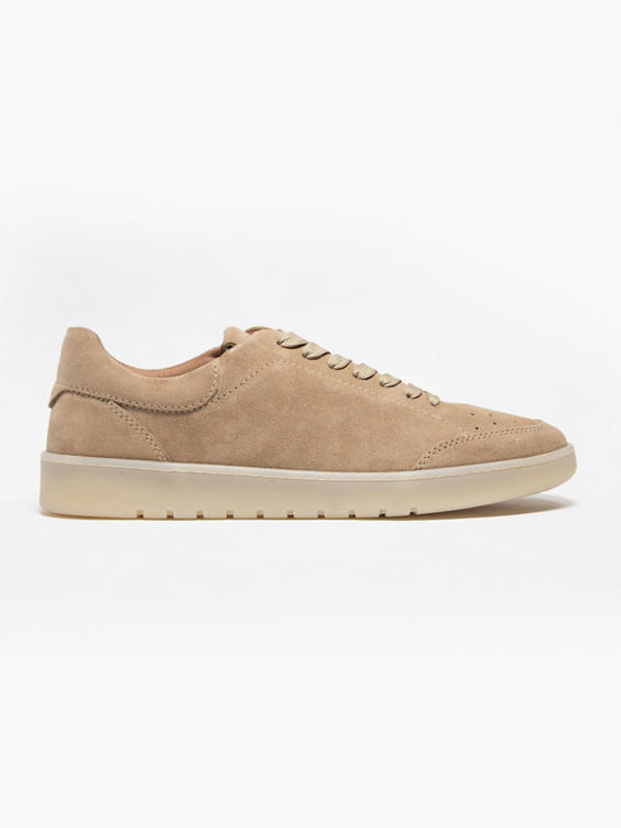 Beige Leather Suede Casual Trainers