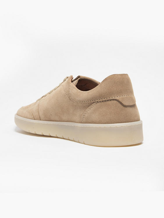 Beige Leather Suede Casual Trainers