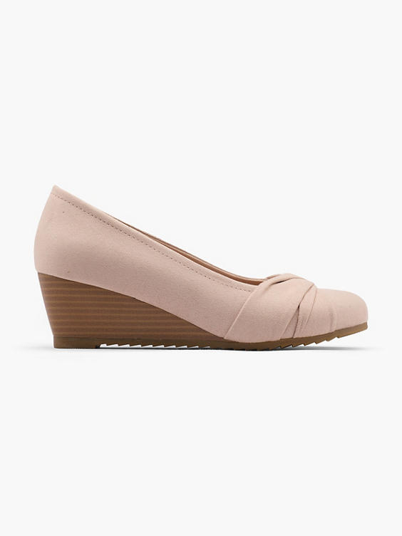 Pink Wedge Court Shoe with Knot Detail  
