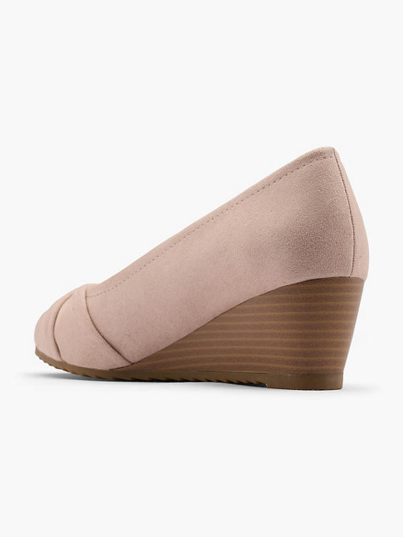 Pink Wedge Court Shoe with Knot Detail  