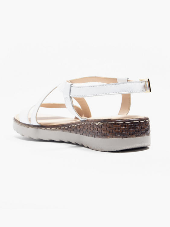 White Leather Multi Strapped Wedge Sandal 