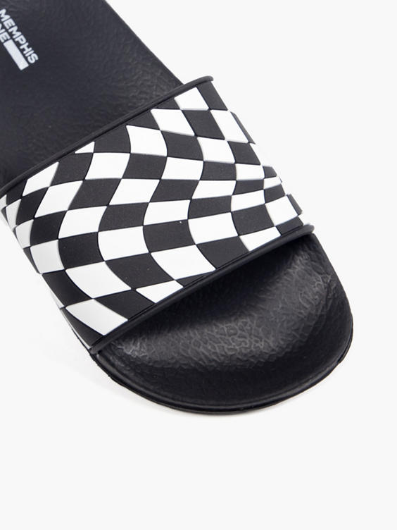 Memphis One Junior Boys Checkered Slides in Black DEICHMANN